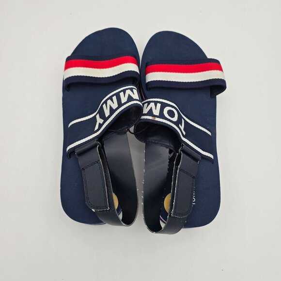 Tommy Hilfiger Womens Navy Platform Sandals Size 8 With Red & White Straps - Picture 4 of 10